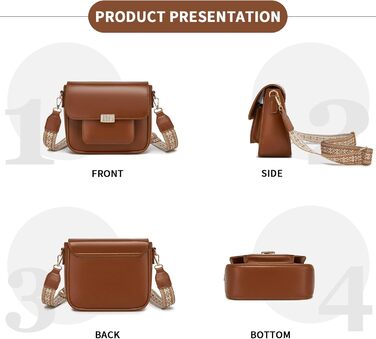 Сумка жіноча Miss Lulu середнього розміру: шкіряна сумка-тоут, крос-боді, вінтажний стиль (коричнева, 2513)