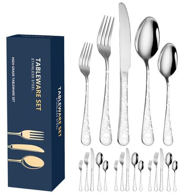 Набір столових приборів Xiaoyu Готичний (20 шт) на 4 особи: Черепи, квіти, сріблястий - для Хелловіну та вечірок