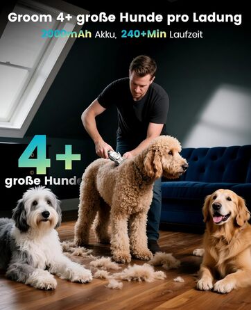 Машинка для стрижки собак Oneisall 4-в-1: стрижка, триммінг, шліфування кігтів. Для собак та котів, тиха, професійна, 4 години роботи від акумулятора