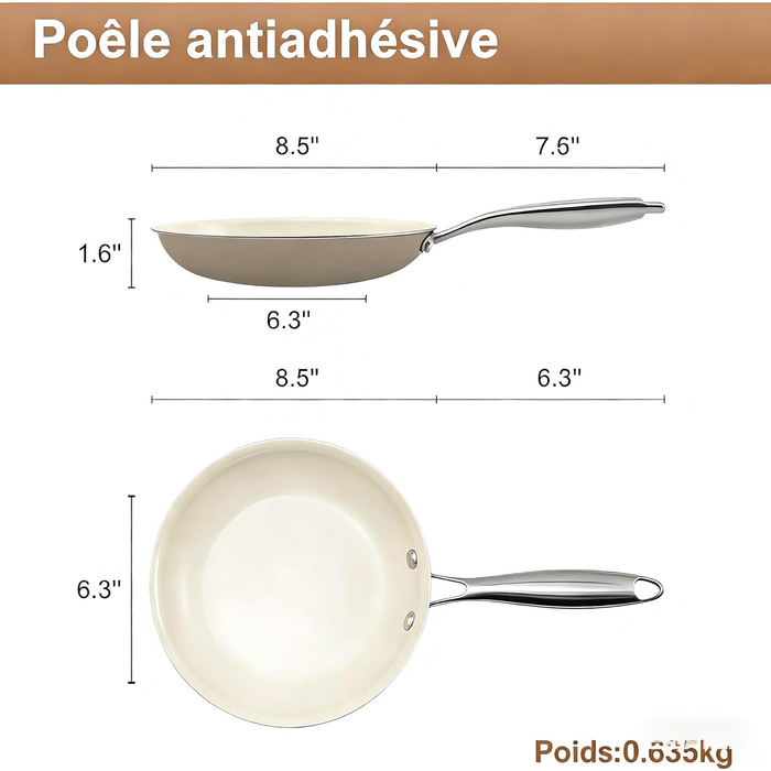 Пательня керамічна 24 см з антипригарним покриттям, індукція, духовка, посудомийна машина, алюміній, не містить PFAS, PFOA, PTFE