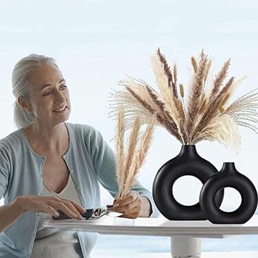 Набір ваз для квітів з кераміки (2 шт.) - білі, для сухоцвітів та декор інтер'єру