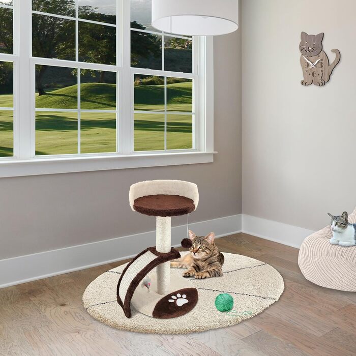 Дерев'яний кігтечка для котів Beltom® Kratzbaum 54 см, рожево-білий (коричнево-бежевий)