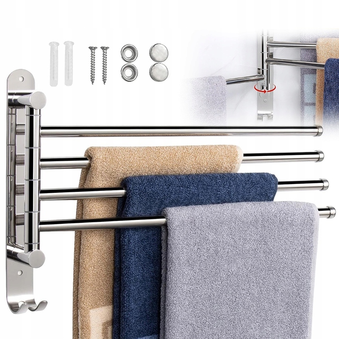 Поворотний вішак для рушників у ванну кімнату, настінний тримач-гачок