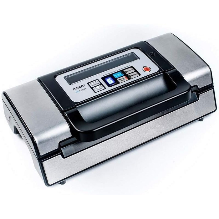 Професійний вакуумний пакувальник Maxxo VM Profi з подвійною зварювальною лінією, 20 л/хв, 900 мбар, для пакування продуктів харчування, з нержавіючої сталі