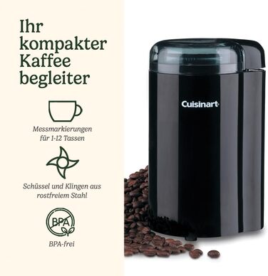 Кавомолка Cuisinart | Для дому | 4-18 чашок | 18 ступенів помолу | Різні ступені помелу для еспресо, колд брю, лате, капучино | Можна мити в посудомийній машині | Легко використовувати (Чорний)