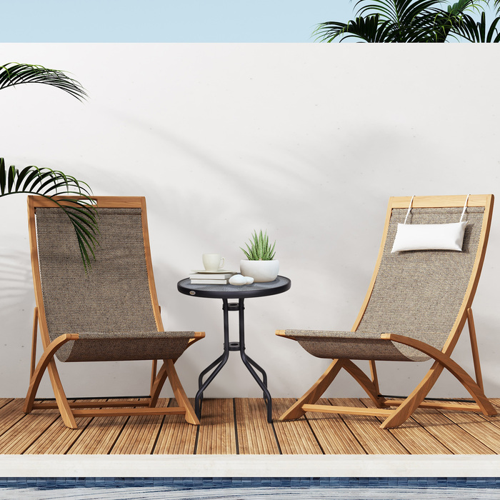 Круглий садовий стіл Outsunny Ø60xH70cm з металу та захисним склом, ідеально підходить для саду та балкону