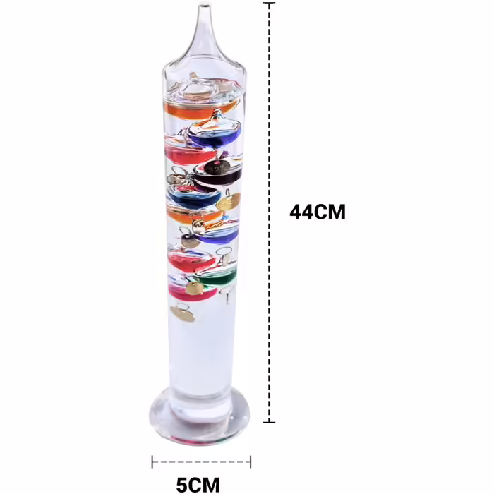 Large 44cm tall freestanding Galileo thermometer in gift packaging