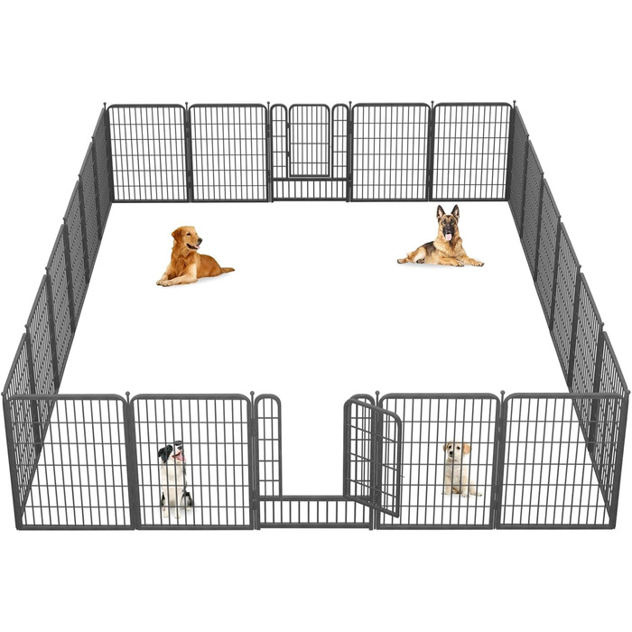 Вольєр для собак на вулицю, металевий загін для собак середніх та маленьких порід, 22 панелі, 101,6 x 68,6 см