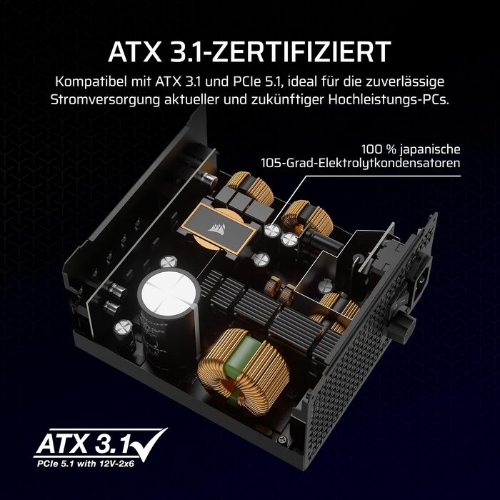 Блок живлення Corsair RM850x (2024) 850W, повністю модульний, ATX 3.1, PCIe 5.1, низький рівень шуму, чорний