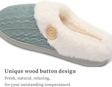 Чантом'ю жіночі домашні тапочки з меморі-піною, теплі, з штучним хутром, для дому, антиковзаюча підошва, 40/41 EU, зелені