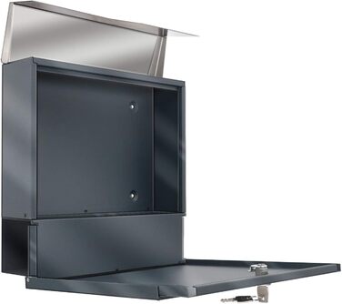 Поштовий ящик антрацит RAL 7016 Svenja з написом та газетницею - сталевий порошково-пофарбований, з 3 вікнами огляду