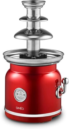 Шоколадний фонтан SIMÉO FCH450, 90 Вт, вінтажний дизайн, червоний, 18x16x32.5 см