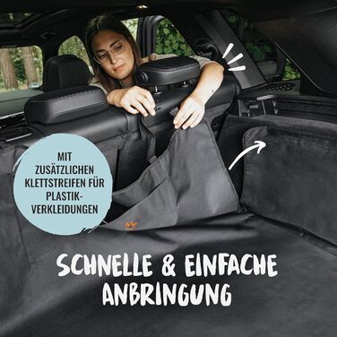 Захист для багажника автомобіля від бруду та подряпин для собак Rudelkönig - Водовідштовхувальна та зносостійка підстилка з кишенею - Універсальний килимок для багажника для собак (Чорний, Базовий)