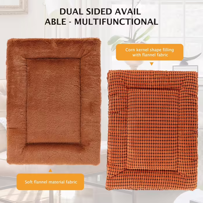 Dog Bed Soft and Warm Mat Dog Cushion Washable Cozy Reversible Pet Sofa Cushion PS085 (90x70 CM, Orange)