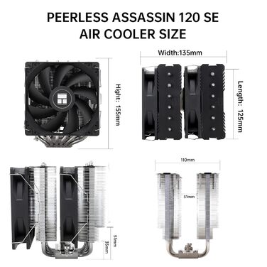 Система охолодження CPU Thermalright Peerless Assassin 120 SE ARGB, 120 мм, 6 heatpipes, для AMD AM4/AM5 та Intel LGA 1700/1851
