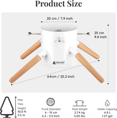 Підставка для ялинки Tree Nest - міцна, з водосховищем, для великих ялин (до 3м), діаметр 20.5 см, білий колір