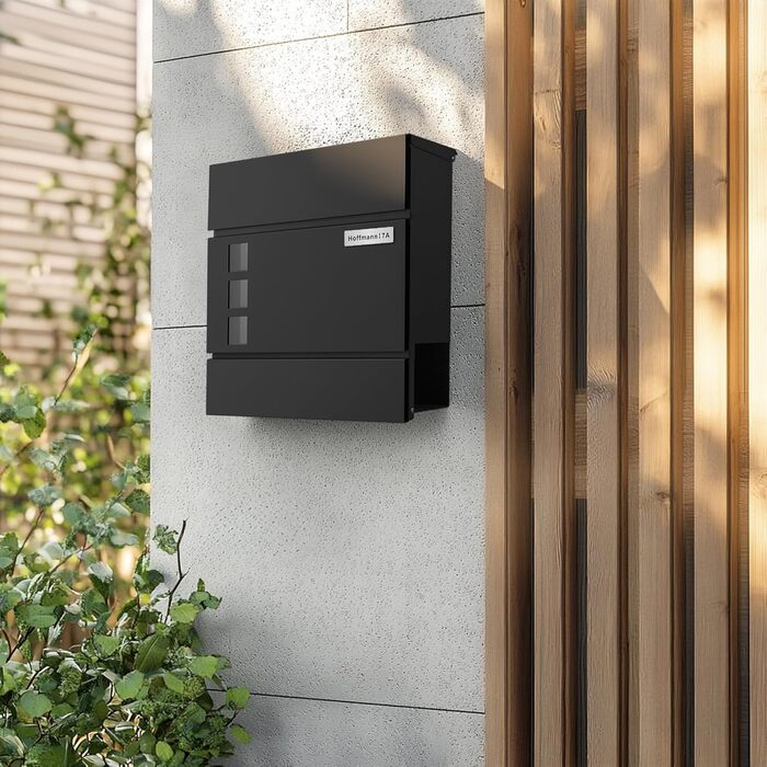 Поштовий ящик Zedelmaier з нержавіючої сталі, персоналізований, настінний, з відділенням для преси, 2 ключі, антрацит, 33x31x10 см