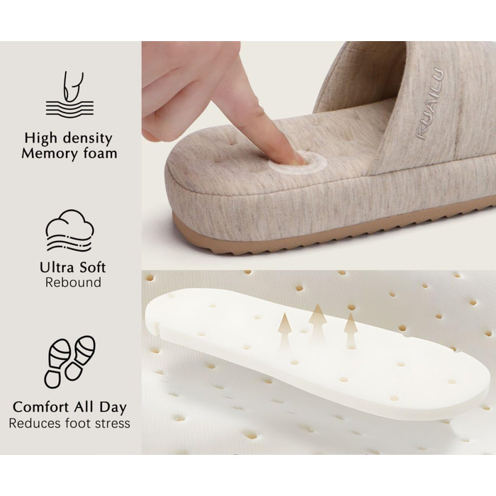 Чоловічі домашні тапочки KuaiLu: стильні, з м'якою устілкою з піною Memory Foam, для дому та вулиці (Бежевий, 49 EU)