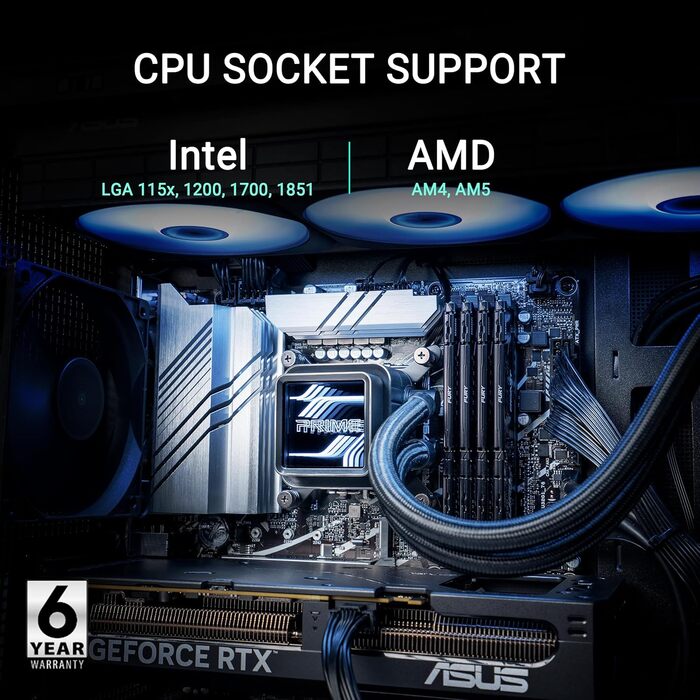 ASUS Prime LC 240 ARGB - Система водяного охолодження CPU з RGB підсвіткою (2 вентилятори, 400 мм шланги, підтримка Intel LGA 1851/1700/1200/115X, AMD AM5)