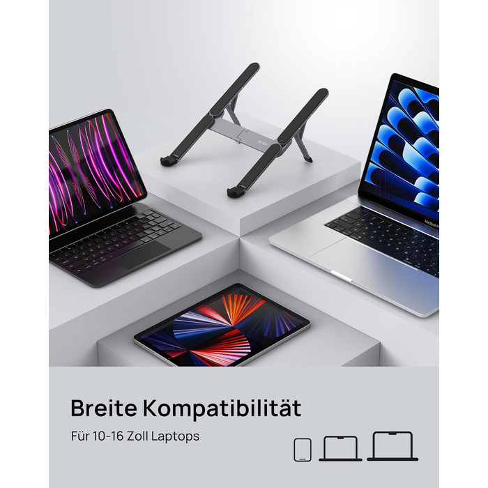 Підставка для ноутбука SODI, алюмінієва, регульована висота, з вентиляцією, для MacBook Pro/Air, HP, Sony, Dell, 10-16