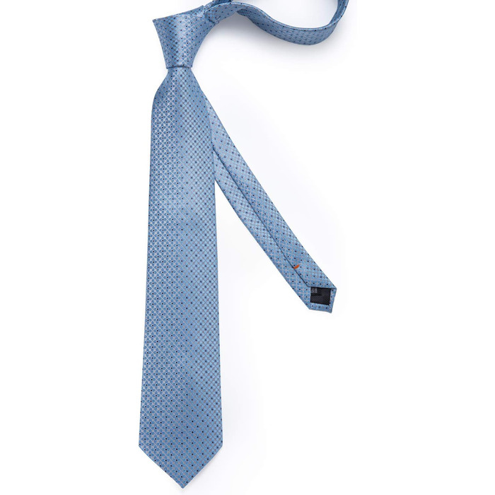 Набір краваток чоловічий DiBanGu з шовковим смугастим та клітинчастим візерунком, з нагрудним хустиною, запонками та краваткозажимом для весілля та офіційних заходів, світло-блакитний