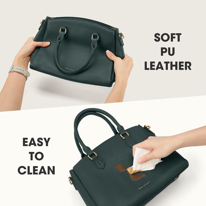 Сумка жіноча RAINSMORE середнього розміру з екошкіри, темно-зелена. Для планшета 11