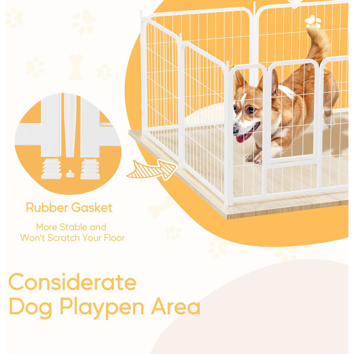 Вольєр для собак HealSmart, 61 см, 8 панелей, міцний метал, портативний, для дому та вулиці, кемпінг, двір, автодом, захисний забір, приватність, тераса, білий