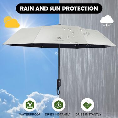 Візон Парасолька чоловіча/жіноча, автоматична, стійка до вітру, 210T тефлонове покриття, легка, міцна, колір слонова кістка