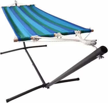DETEX® Hammock with Stand - Durable, Robust, Portable, Outdoor Hammock, Travel Hammock, Camping Hammock, Garden, Balcony, Blue