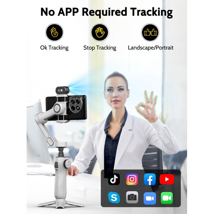 Стабілізатор для телефону AOCHUAN Smart V8 AI з 3 осями, 7.8