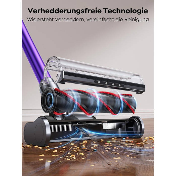 SMOTURE Бездротовий акумуляторний пилосос 50 000 Па, 65 хв роботи, міні-турбонасадка, самостійна парковка, антизаплутана щітка, док-станція на стіні, для шерсті тварин/килимів/твердих поверхонь/автомобіля, модель: VAC02, темно-фіолетовий