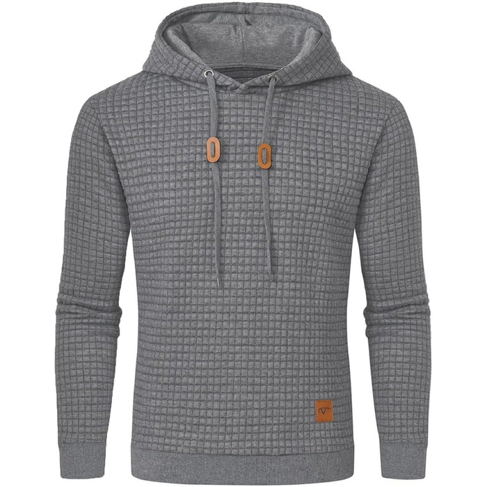 Чоловічий худі Tanozer Baic Weathirt з довгим рукавом у клітинку, сірий (M)