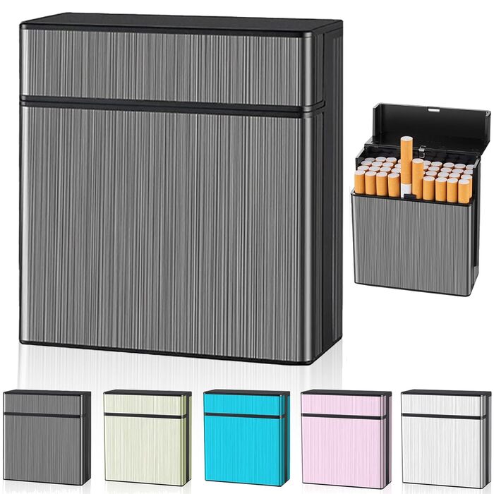 Металеве тютюнопакувальник для 40 сигарет, великий, з магнітною кришкою, чорний