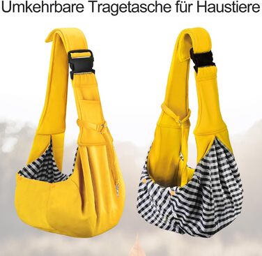 PetLoft Сумка-переноска для собак та котів, реверсивна, регульована, Cross-Body Carrier з підстібкою для нашийника (Жовтий)