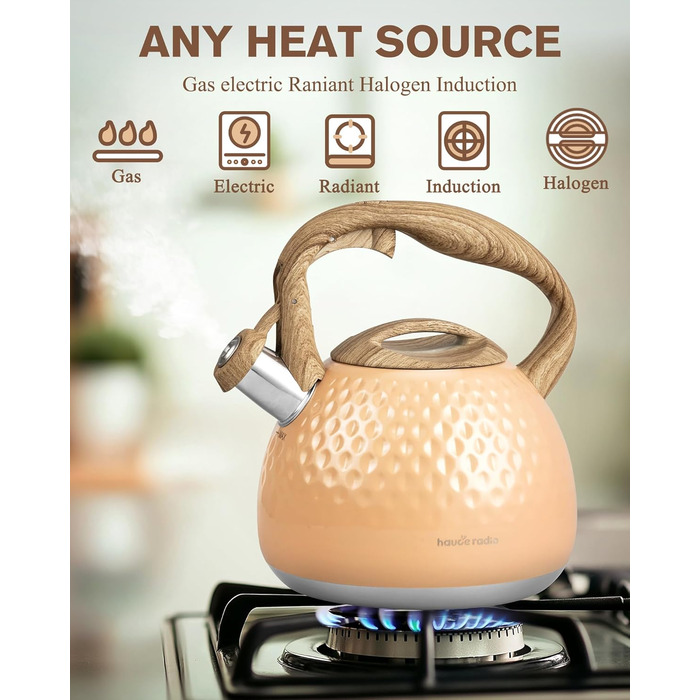 Чайник для заварювання Teekessel 2,7 л з зеленим покриттям та дерев'ястим малюнком, з носиком, з нержавіючої сталі, антигарячий ручка оливкового кольору