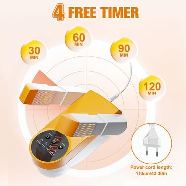 Електричний сушильник для взуття та рукавичок: телескопічний, з таймером, для взуття, черевиків, гірськолижних черевиків (помаранчевий)