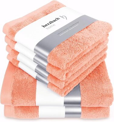 Herzbach Home Towel Set 100% Cotton - soft & absorbent - Coral