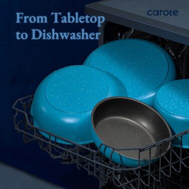 Набір посуду Carote 21 предмет, антипригарне покриття, знімні ручки, індукція, синій (Pfauenblau)