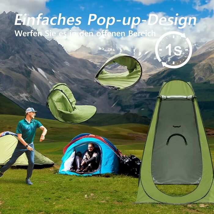 Намет для душу та туалету намет-розкладачка 2-4 особи, армійний колір, для кемпінгу, відпочинку на природі, пляжу, з сумкою та аксесуарами
