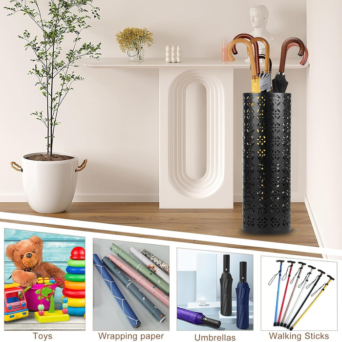 Металева підставка для парасоль та тростинок Rain Collection, 15x15x42 см (Чорний)