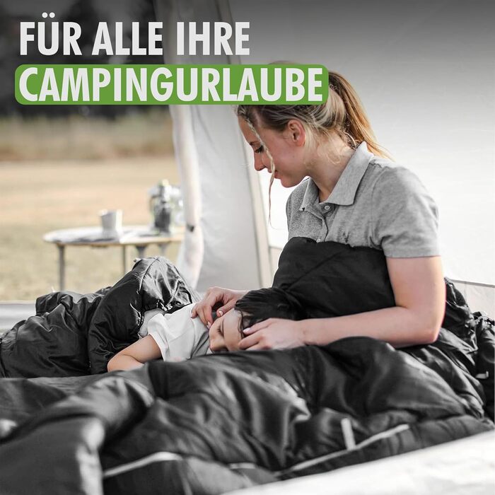 Спальний мішок 210 x 75 см - ковдровий, 3-4 сезони, для відпочинку на природі, кемпінгу, подорожей, гірських хат. Легкий, портативний, чорний, з сумкою для перенесення.