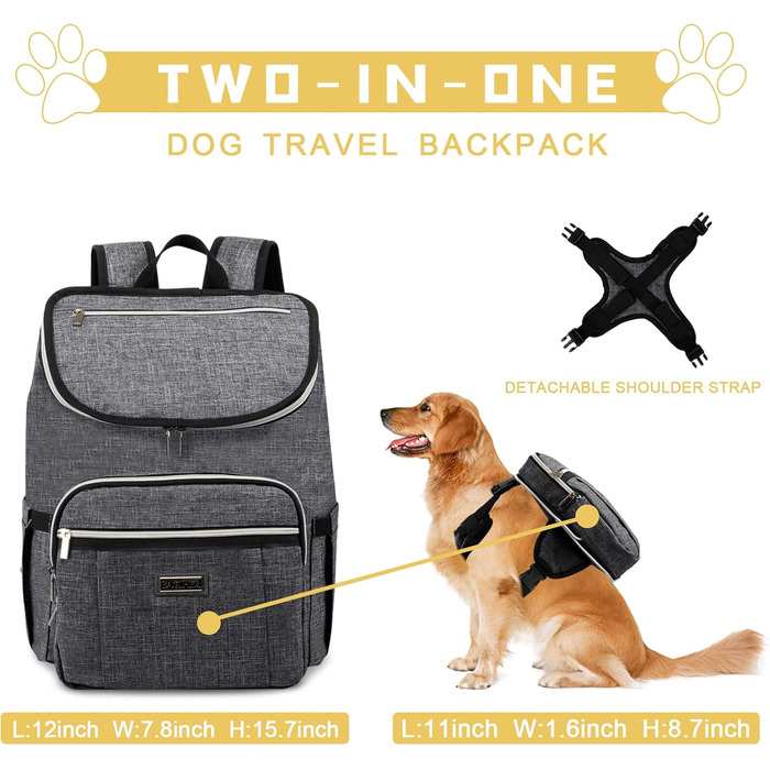 BAGLHER Рюкзак для собак, сірий колір