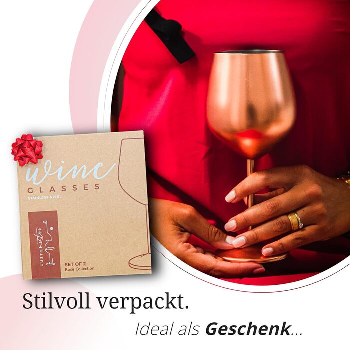 Набір келихів для вина Gusto Nostro з ніжки з нержавіючої сталі (4 шт.) 540 мл, рожеве золото, для шампанського та коктейлів