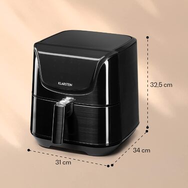 Klarstein Hot Air Fryer, Energy-Saving Air Fryer, Deep Fryer, Hot Air Fryer for Crispy Fries, Air Fryer with 1700 Watt, XXL Frying Basket 5.4 Liters, Thermostat, Timer, 8 Programs, Graphite Gray Black Hot Air Fryer