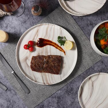 Набір посуду Lorren Home Trends 12 предметів, мармуровий малюнок, для 4 осіб, мікрохвильова піч та посудомийна машина, колір - слонова кістка