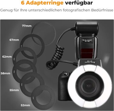 Кільцевий спалах K&F Concept TTL для Canon SLR/DSLR з підтримкою AF-допомогою, лічильник світла 14