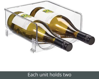 mDesign Wine Rack for Eight Bottles – Stackable Bottle Holder for Your Beverage Storage in the Kitchen – Clear