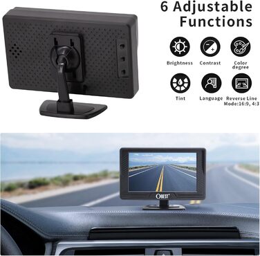 Автомобільна HD 1080P камера заднього виду OBEST з 4.3'' монітором, нічне бачення, водонепроникна IP69, комплект для автобуса, фургона, вантажівки, кемпера, причепа
