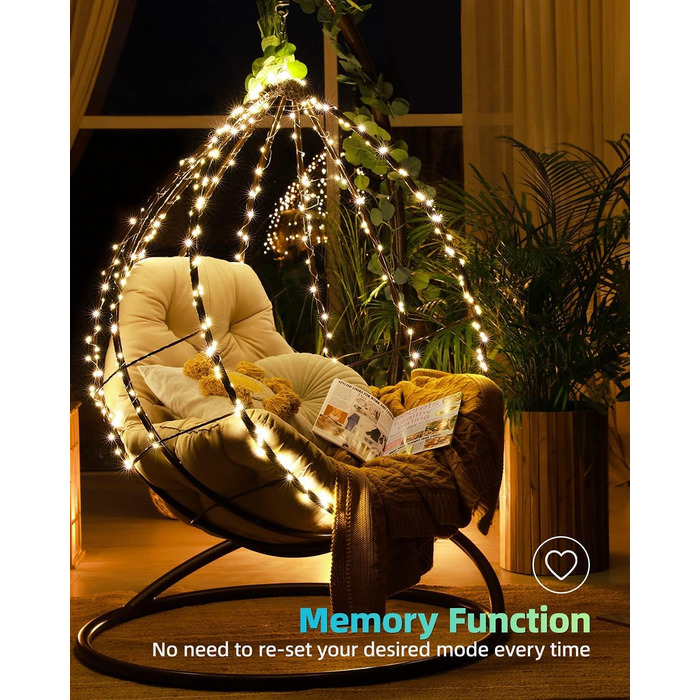 LED гірлянда на Новий Рік LEDYA 20м 200 LED, тепле біле світло, 8 режимів, IP44, для балкона, саду, декору