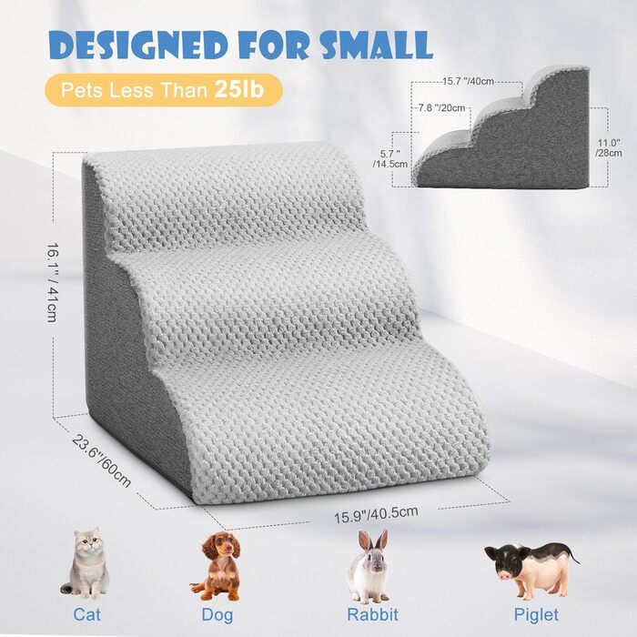 Сходинки для собак Couleeur 3 ступені: зручні та портативні для літніх та поранених тварин